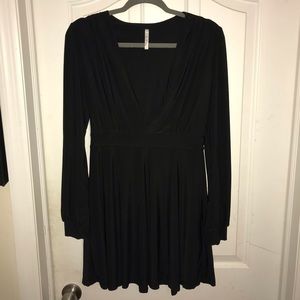 Deep V Black Knit Dress
